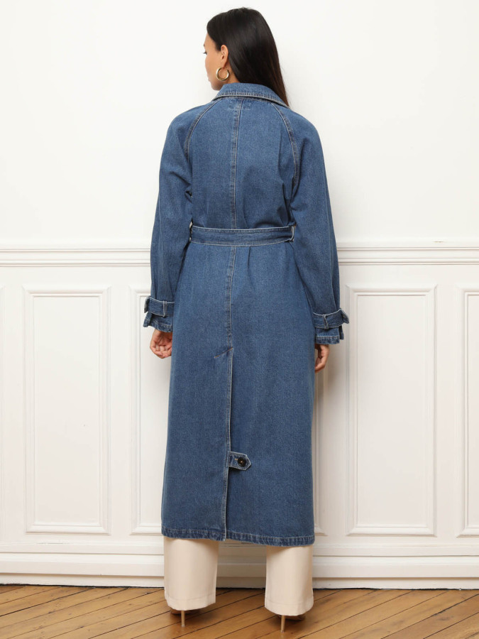 Trench en denim à nouer