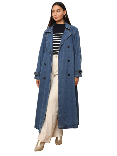 Trench en denim à nouer