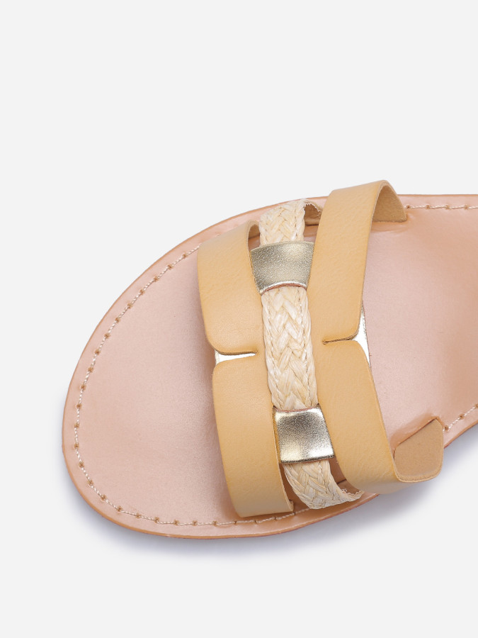 Sandales à brides multi-matières entrecroisées