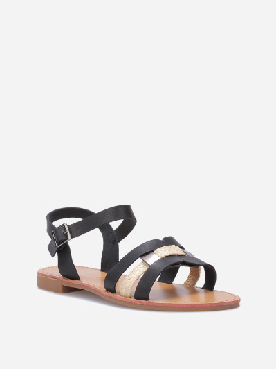 Sandales à brides multi-matières entrecroisées