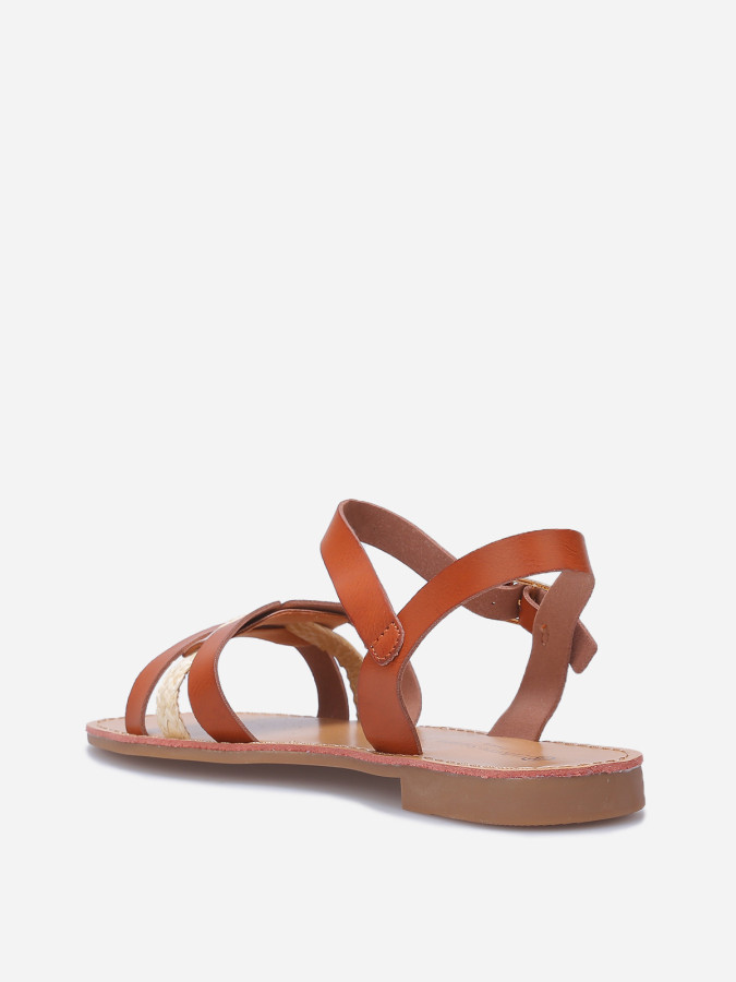 Sandales à brides multi-matières entrecroisées