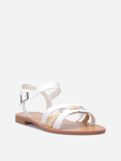 Sandales à brides multi-matières entrecroisées
