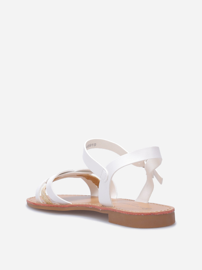 Sandales à brides multi-matières entrecroisées