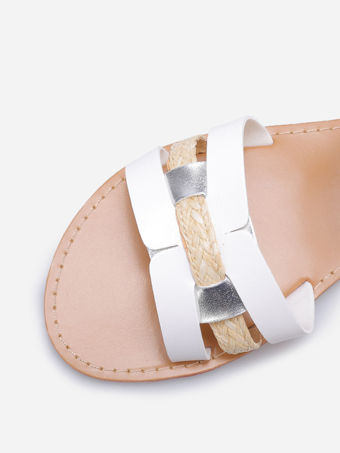 Sandales à brides multi-matières entrecroisées