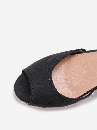 Sandales peep toes compensées à nouer