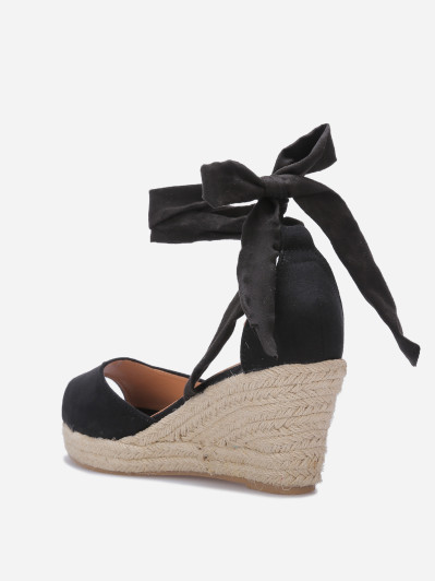 Sandales peep toes compensées à nouer