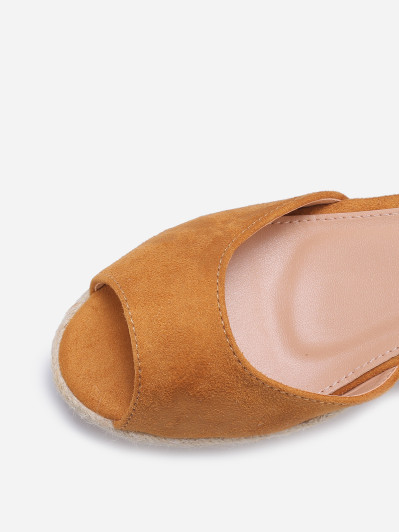 Sandales peep toes compensées à nouer