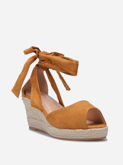 Sandales peep toes compensées à nouer