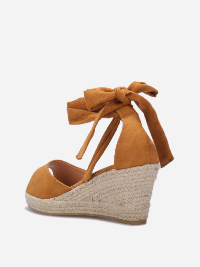 Sandales peep toes compensées à nouer