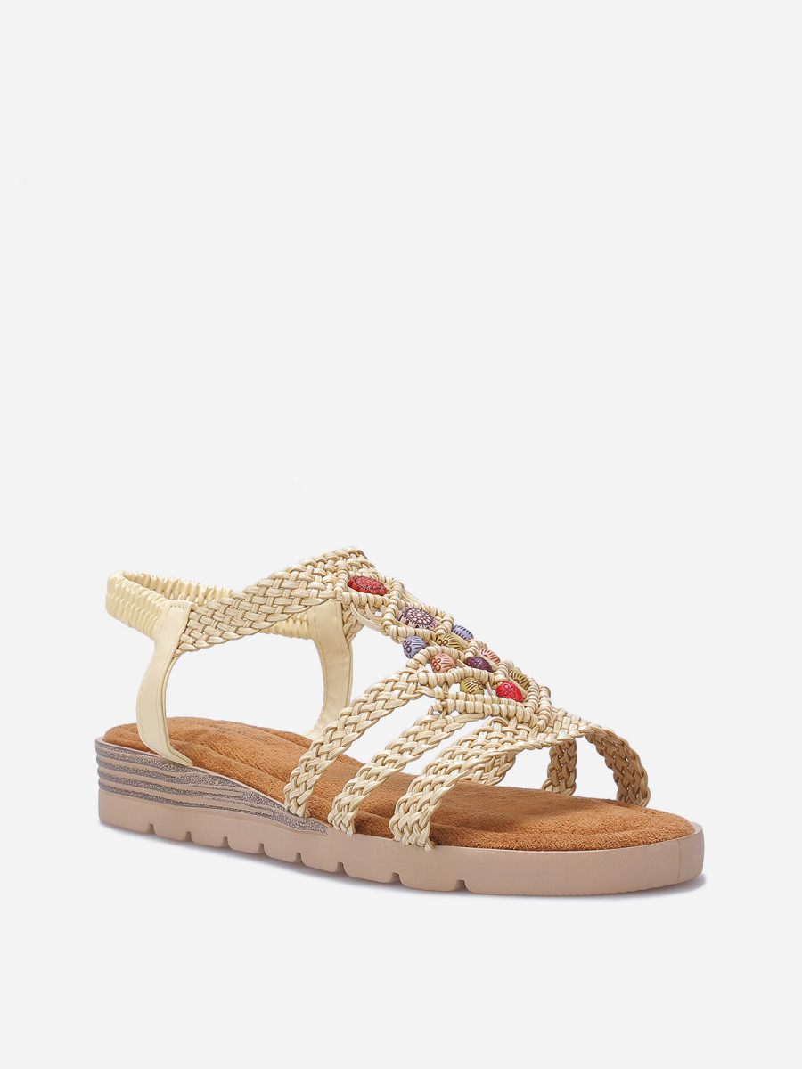 Sandales compensées à brides tressées