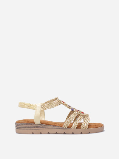 Sandales compensées à brides tressées