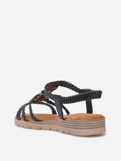 Sandales compensées à brides tressées