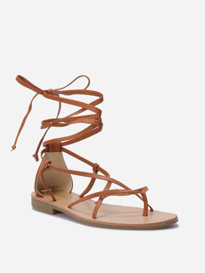 Nu-pieds avec brides croisées à nouer