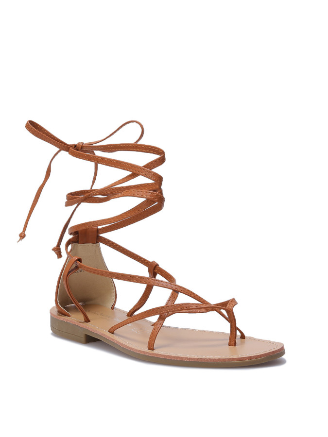 Nu-pieds avec brides croisées à nouer