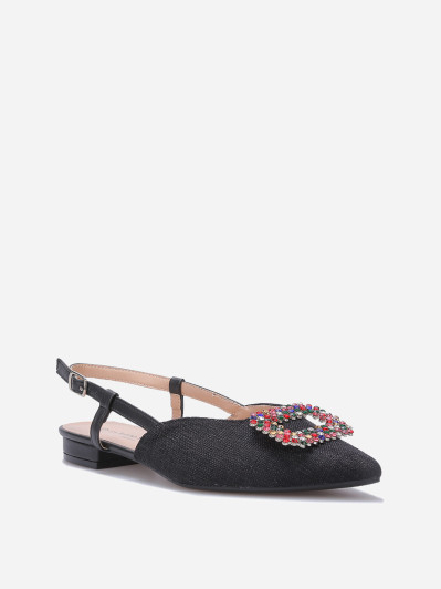 Slingbacks en tweed avec broche à strass