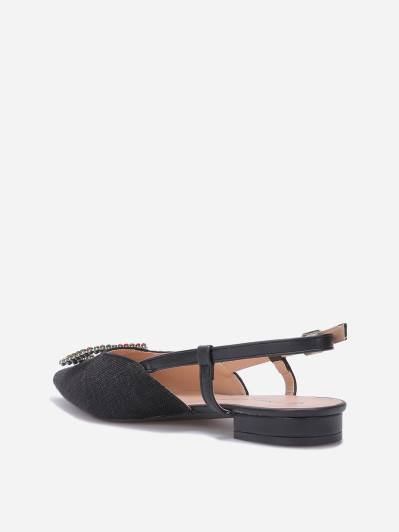 Slingbacks en tweed avec broche à strass