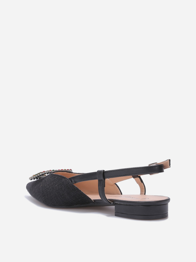 Slingbacks en tweed avec broche à strass