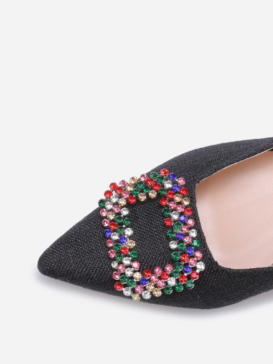 Slingbacks en tweed avec broche à strass