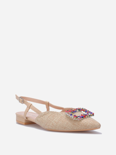 Slingbacks en tweed avec broche à strass