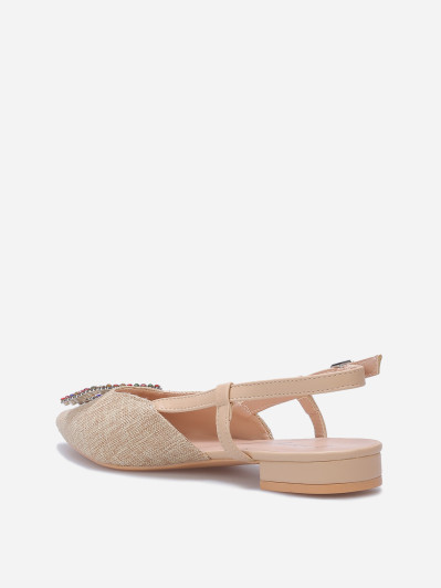 Slingbacks en tweed avec broche à strass