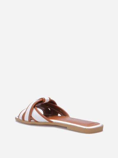 Mules à brides bi-matières entrecroisées