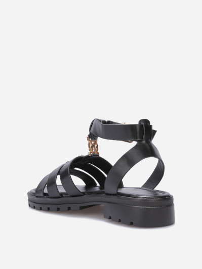 Spartiates à semelle crantée et bijou doré