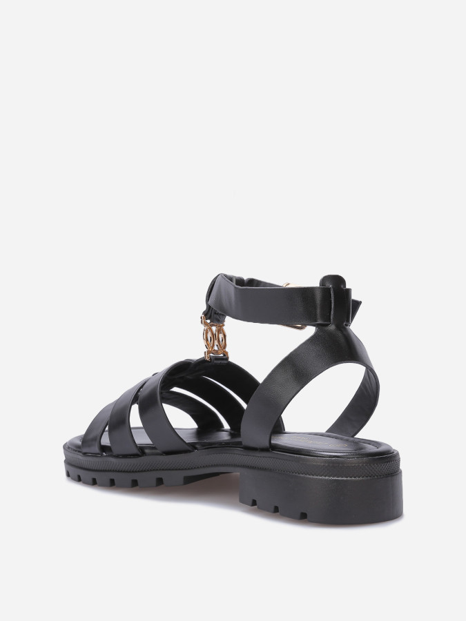 Spartiates à semelle crantée et bijou doré