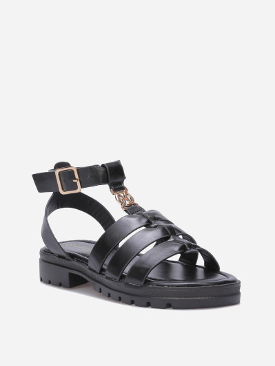 Spartiates à semelle crantée et bijou doré