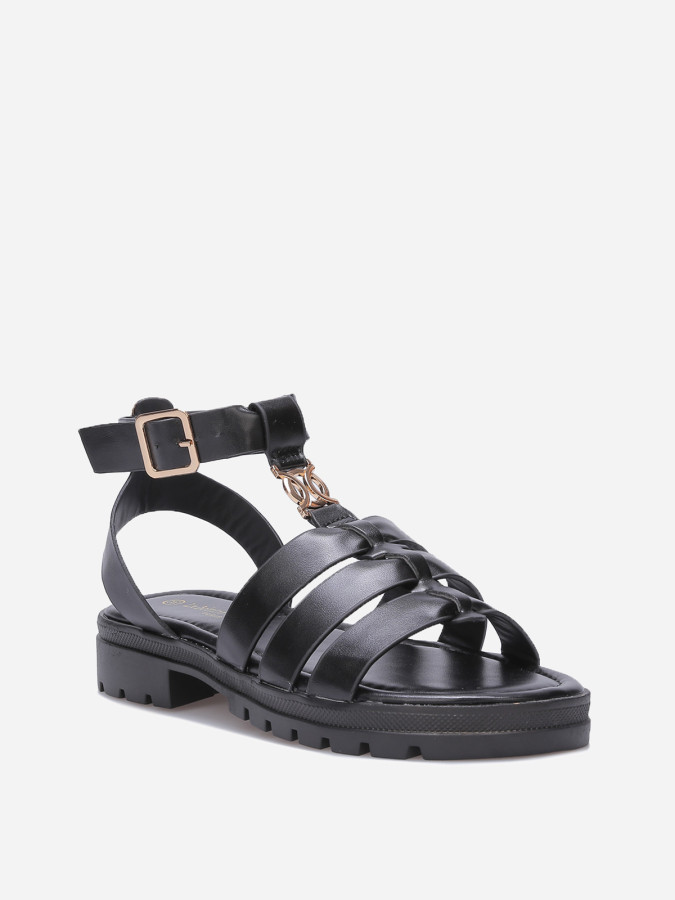 Spartiates à semelle crantée et bijou doré