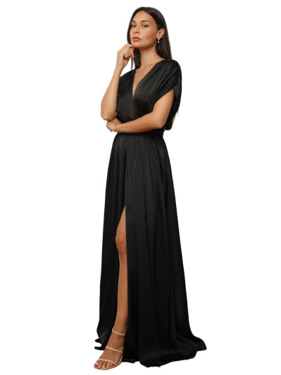 Robe satinée et froncée style portefeuille