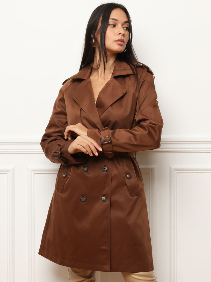 Trench mi-long à boutons marbrés