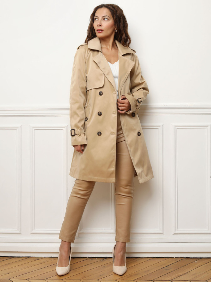 Trench mi-long à boutons marbrés