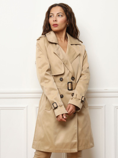 Trench mi-long à boutons marbrés