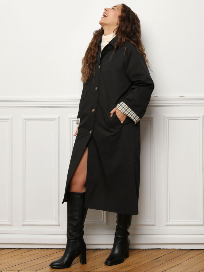 Trench oversize avec doublure à carreaux