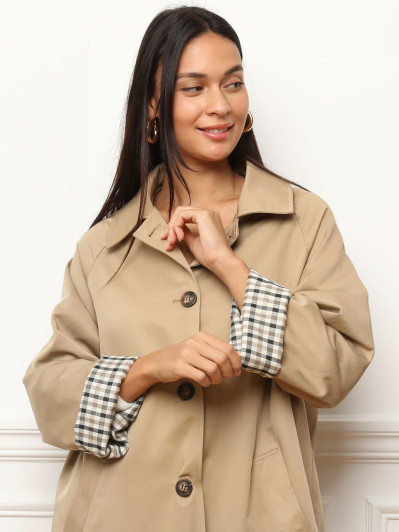 Trench oversize avec doublure à carreaux
