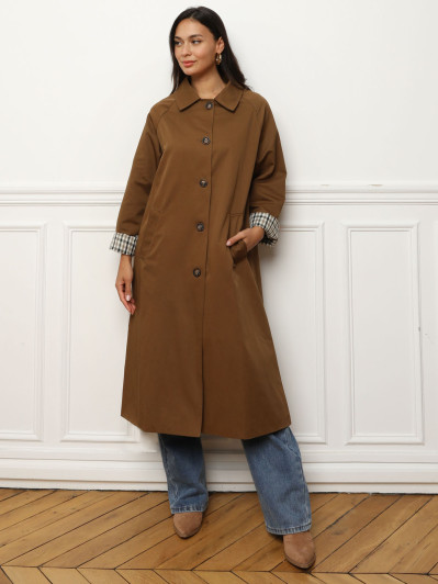 Trench oversize avec doublure à carreaux