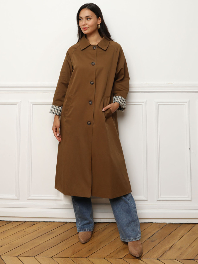 Trench oversize avec doublure à carreaux