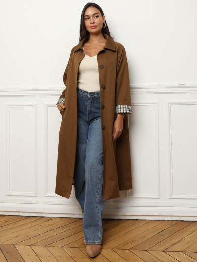 Trench oversize avec doublure à carreaux
