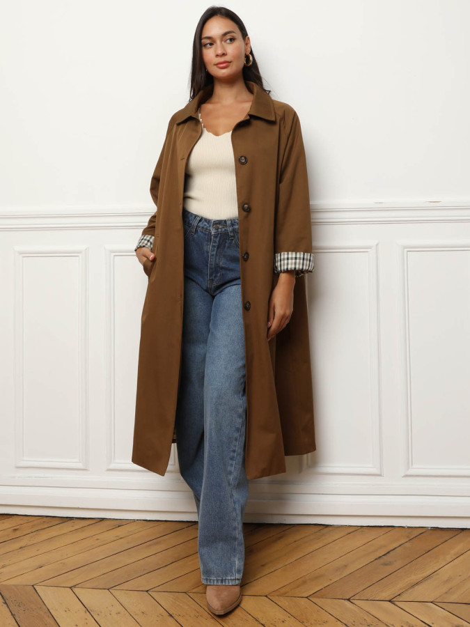 Trench oversize avec doublure à carreaux