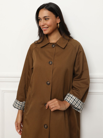 Trench oversize avec doublure à carreaux