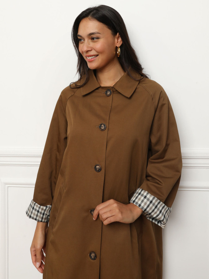 Trench oversize avec doublure à carreaux