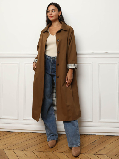Trench oversize avec doublure à carreaux