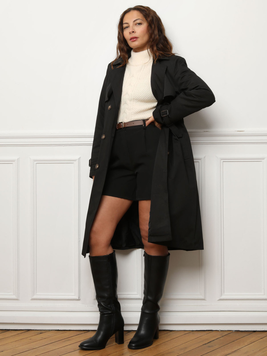 Trench mi-long avec ceinture