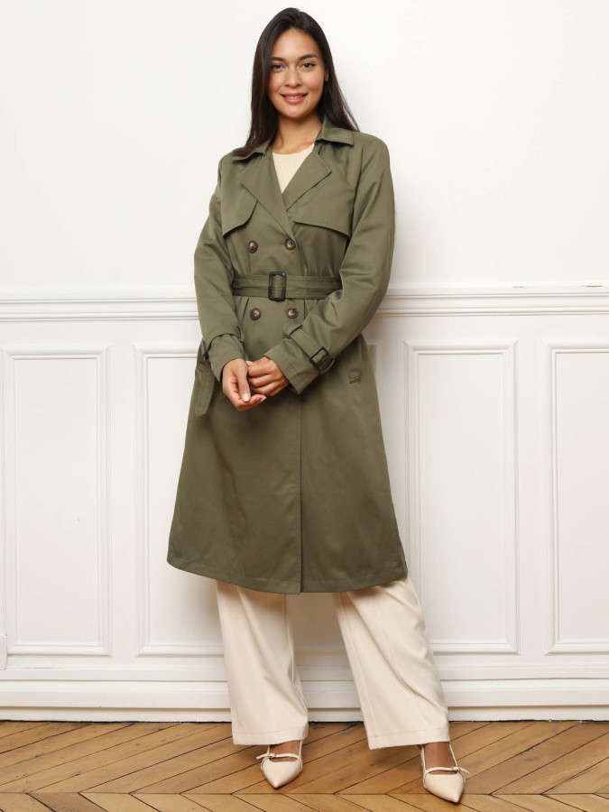 Trench mi-long avec ceinture