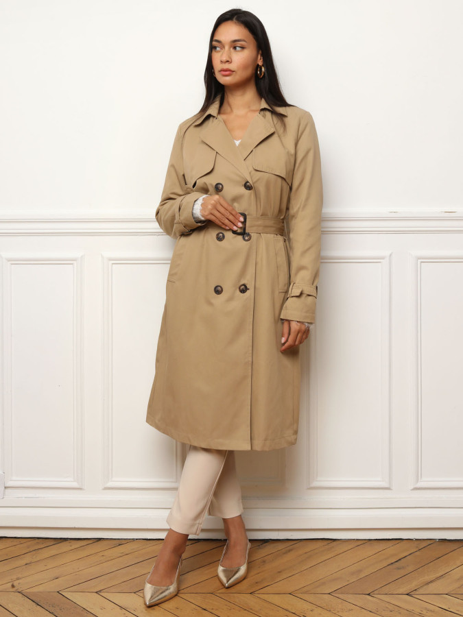Trench mi-long avec ceinture