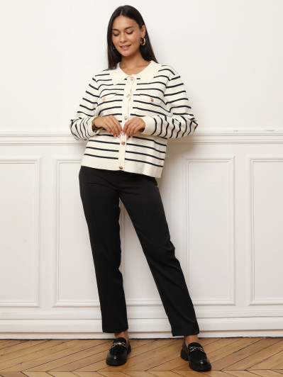 Cardigan marinière à col polo