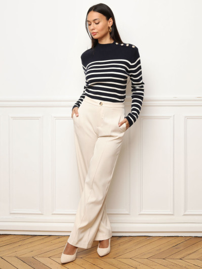 Pull marinière à boutons officiers