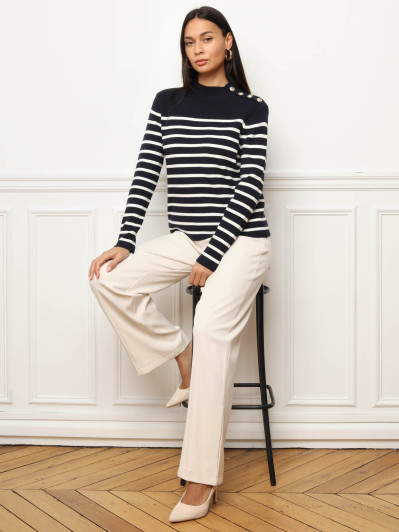 Pull marinière à boutons officiers