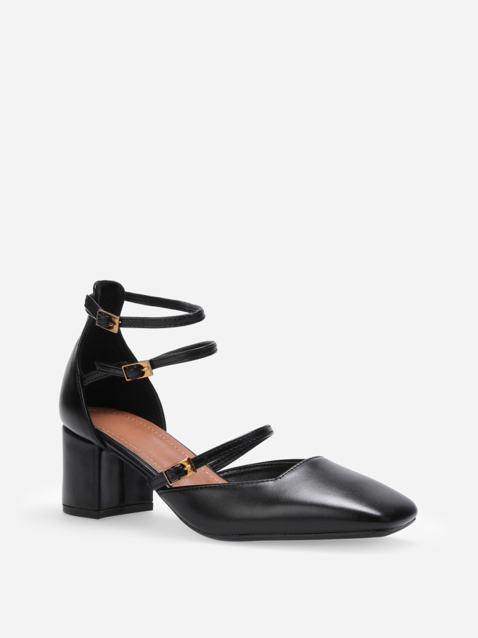 Escarpins multibrides à bout carré