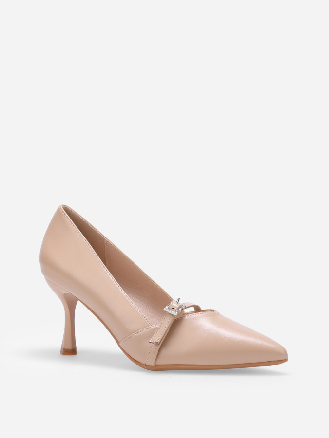 Escarpins avec bride et boucle à strass